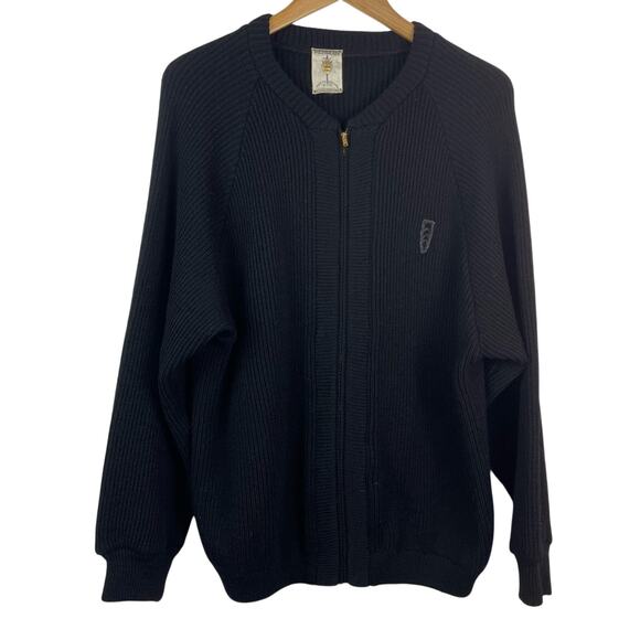 Vintage Wool Cardigan Sweater Black Penguin Seattle Knitt 1940s